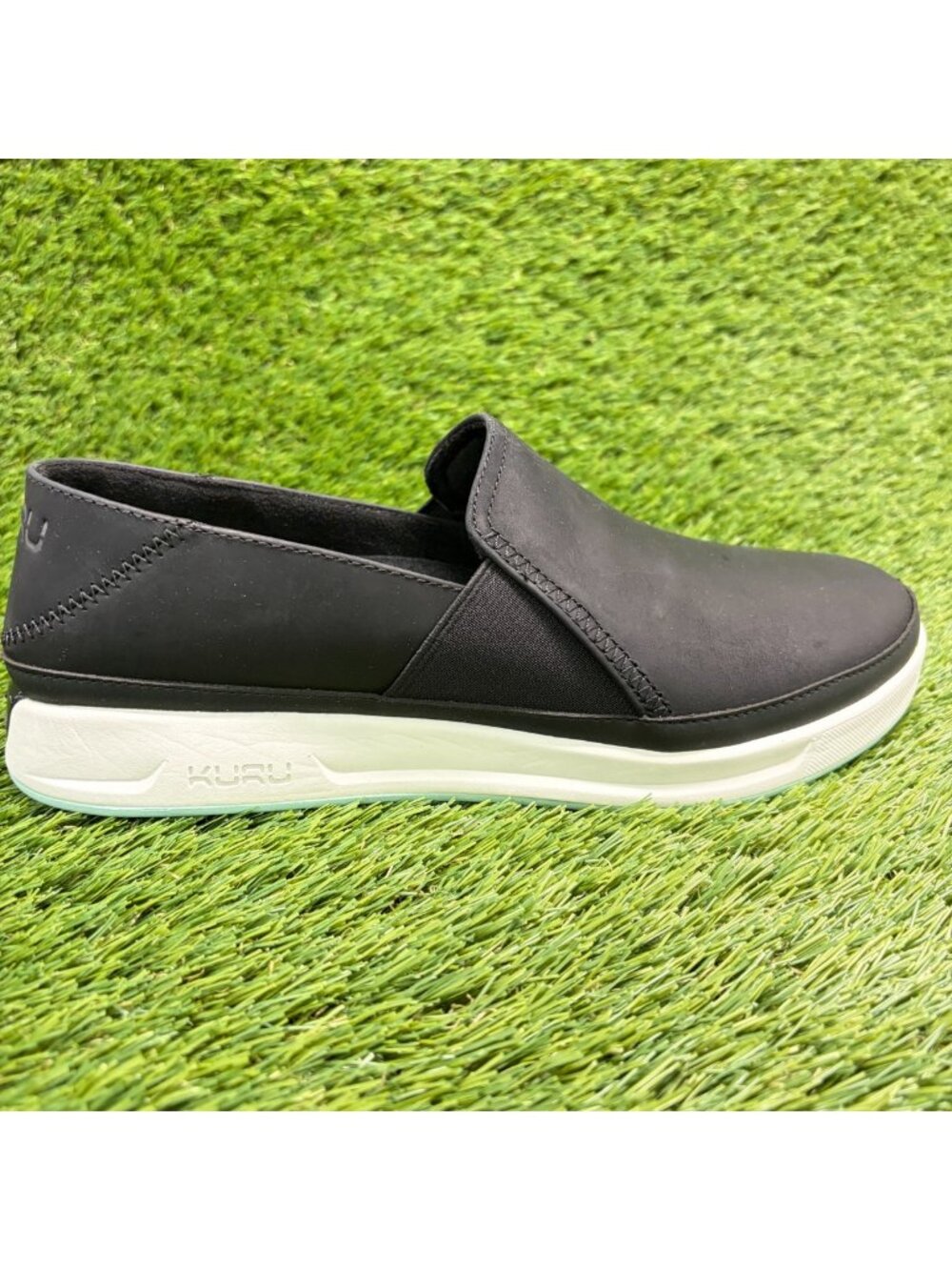 Kuru Roam Atla Womens Size 9.5 Black White Casual Walking Leather Slip-On Shoes